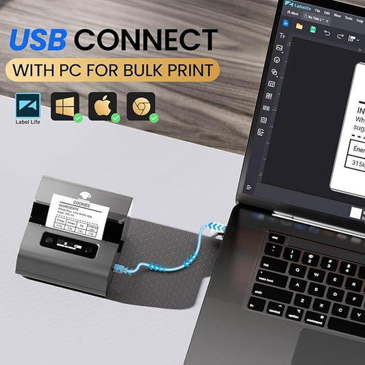 Phomemo Label Makers- Barcode Label Printer M221 3 Inch Label Maker Bluetooth Thermal Printer for Small Business/Home Use, for Barcode, Address, Logo, Stickers, Compatible with Phone & PC, Gray