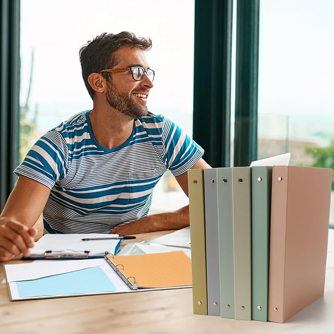 Ctosree 10 Pack Colored 3 Ring Binder with 2 Pockets Hardcover Loose Leaf Binder for Women Men Teacher Student School Office Home Supplies, Fits 11 x 8.5 Size Paper, 10 Colors(0.5",Simple Color)