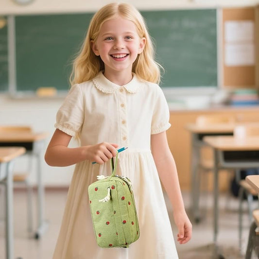 Bluboon Big Capacity Pencil Case Pencil Pouch Pen Case School Supplies Cute Pencil Box Pencil Bag for Teen Girls Boys Women Man (Strawberry Green2)