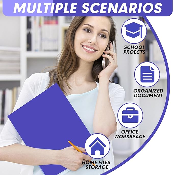 Two Pocket Folders, RAZCC 75 Pack Two Pocket Folders with Prongs, 3 Prong Pocket Folders Letter Size, Paper Folders with Prongs for School Office Home Business, Assorted 5 Colors