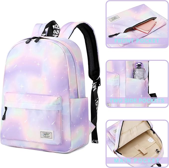 Lohol Galaxy Backpack for School Travel, Lightweight BookBag for Girls Kids
