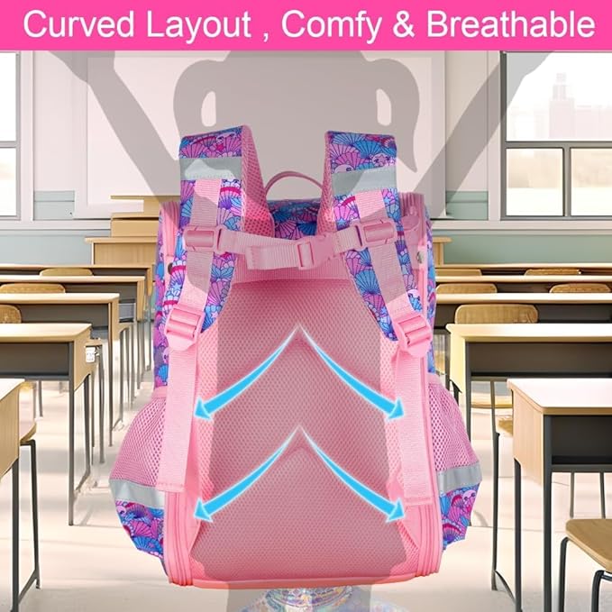 UFNDC 3PCS Girls Bookbag, 15" Sequin Bookbag with Lunch Box, Mermaid School Bag Set for Elementary Preschool Toddler