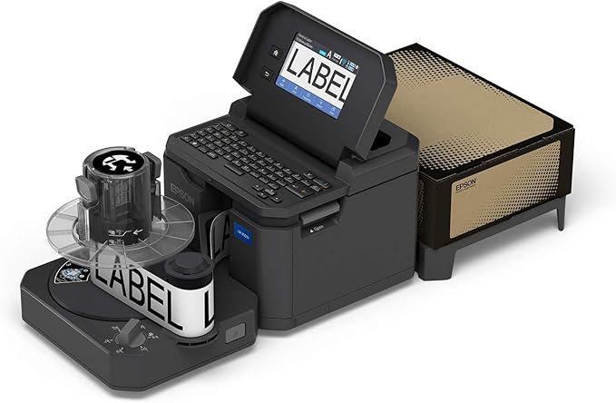 LABELWORKS Epson LW-Z5010PX-R Industrial Label Maker - Complete Printer Kit with Accessories and Automatic Bulk Tape Rewinder, PX 147' Bulk Label Rolls, Desktop Printer