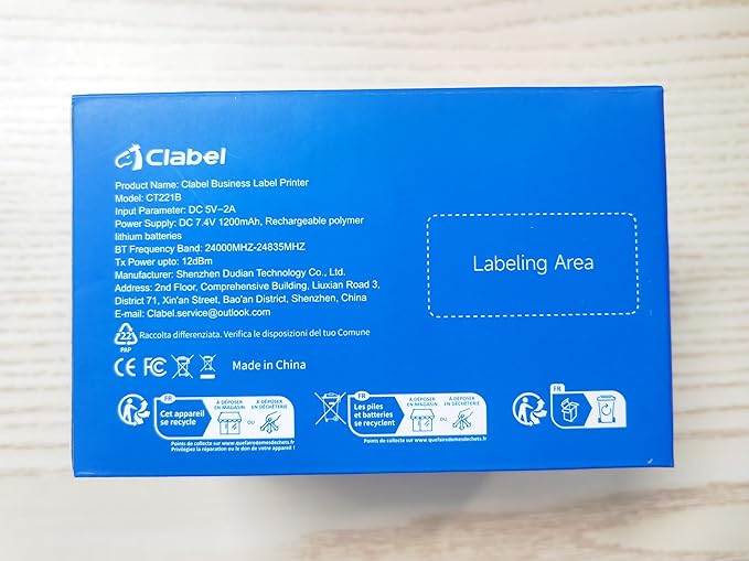 CLABEL Thermal Label Maker Machine: 221B Bluetooth Label Printer Mini Sticker Barcode Printer Inkless Label Maker Compatible with Clothing Price Labeling with 1 Roll of 50x30mm Label(Gray White)