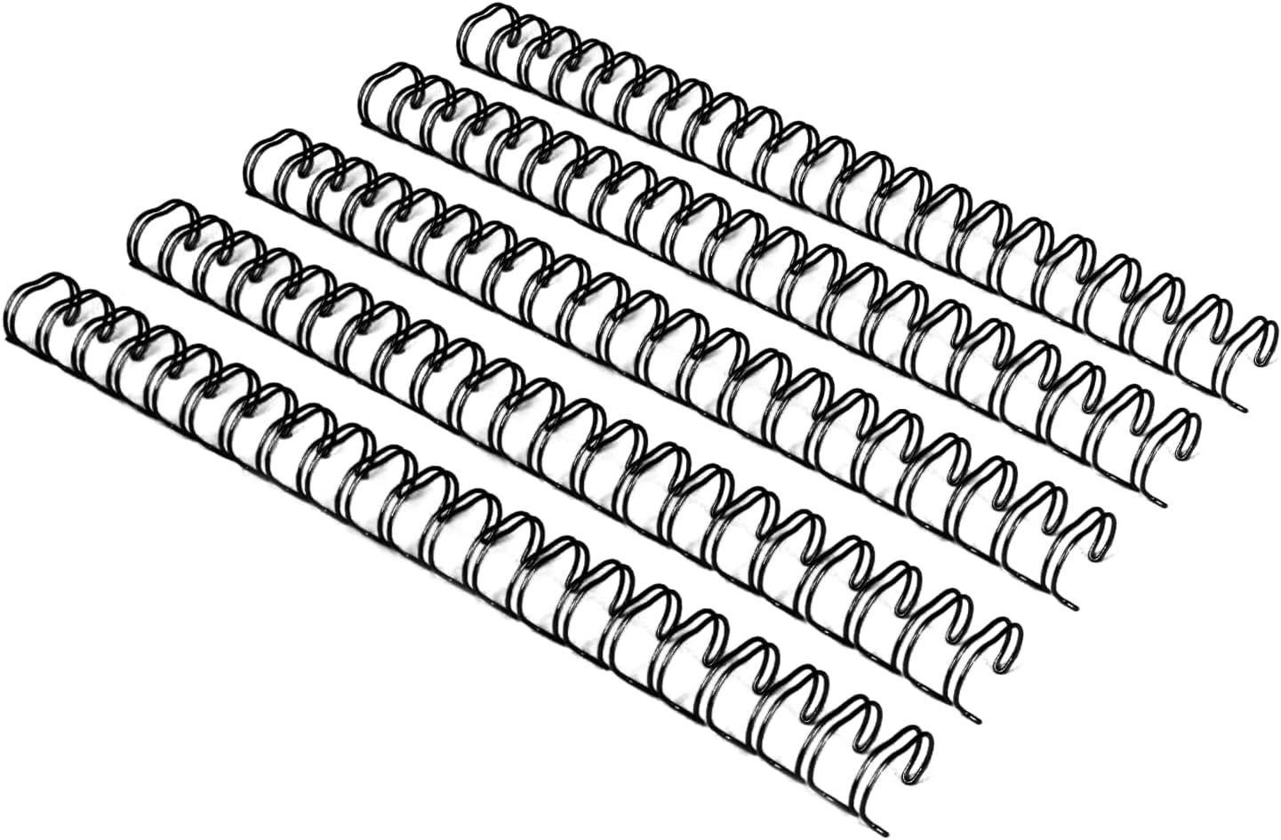 Rayson WR21127BK Wire Binding Spines, 2:1 Pitch Double Loop Binding Wires 1/2 Inch, 21-Loop Wire Ring Pack of 100 with Black