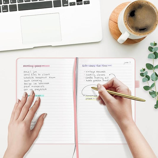 &And Per Se Lined Journal Notebook for Women&Men with Pattern, 160 Pages 100GSM Thick Paper, A5 Hardcover Journals for Writing(Blush)