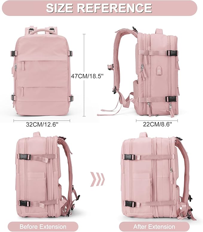 Casual Backpack Traveling Backpack, A-pink, Expandable, Travel Backpacks