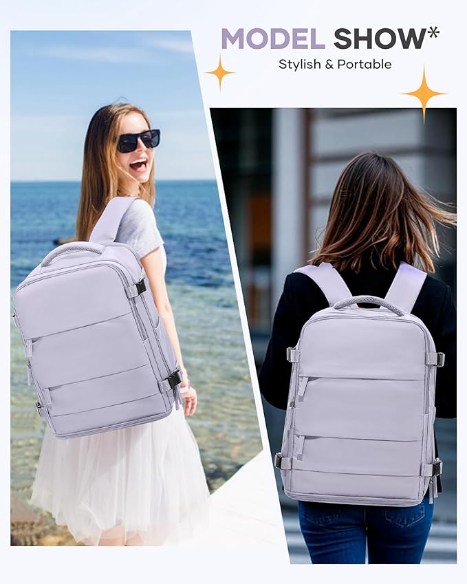 coofay Travel Backpack Carry On Flight Aapproved Personal Item Travel Bag Mochila De Viaje Travel Backpack For Men Spirit Airlines Personal Item Bag 18x14x8 Carry On Backpack For Airplanes Purple