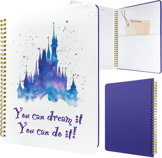 Cute Spiral Notebook journal B5 Aesthetic Pretty Design for Women Girls Kawaii with Pocket, 10 x 7.2 inch, Lined, Dream Castle