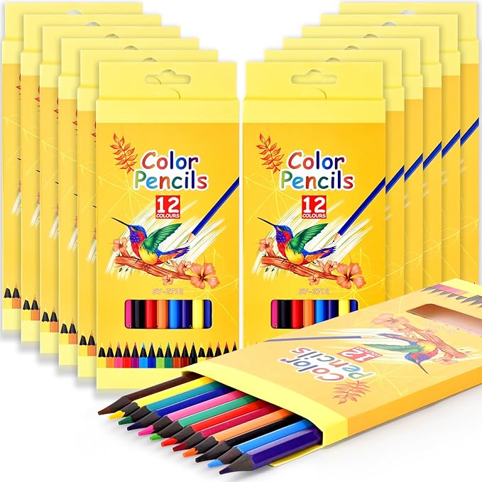 Colored Pencils Bulk,144 Count Colored Pencils for Kids, 12 Packs 12 Colors, Back to School Supplies For Teachers,Back to School Supplies, Classroom Prizes,Not easily breakable