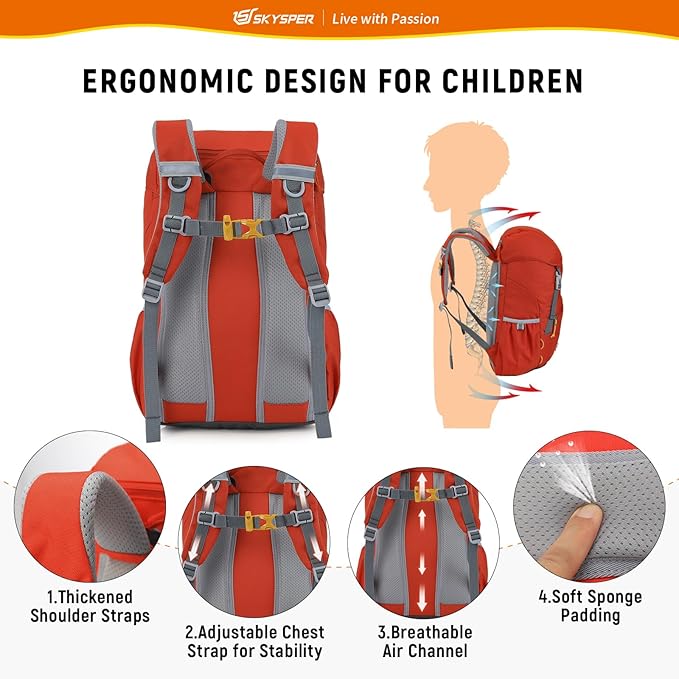 SKYSPER Kids Backpack for Boys Girls Lightweight Travel Daypack Elementary Student Rucksack Outdoor Primary School Bag