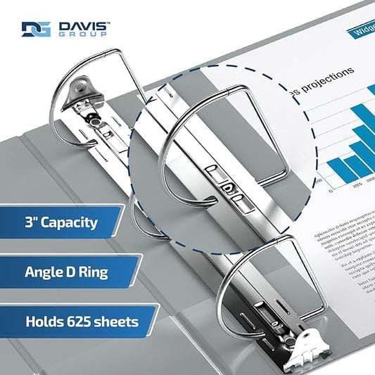 Premium Economy 6-Pack 3-Ring Binders for School or Office, D-Ring Binders, 3 Inch, Gray