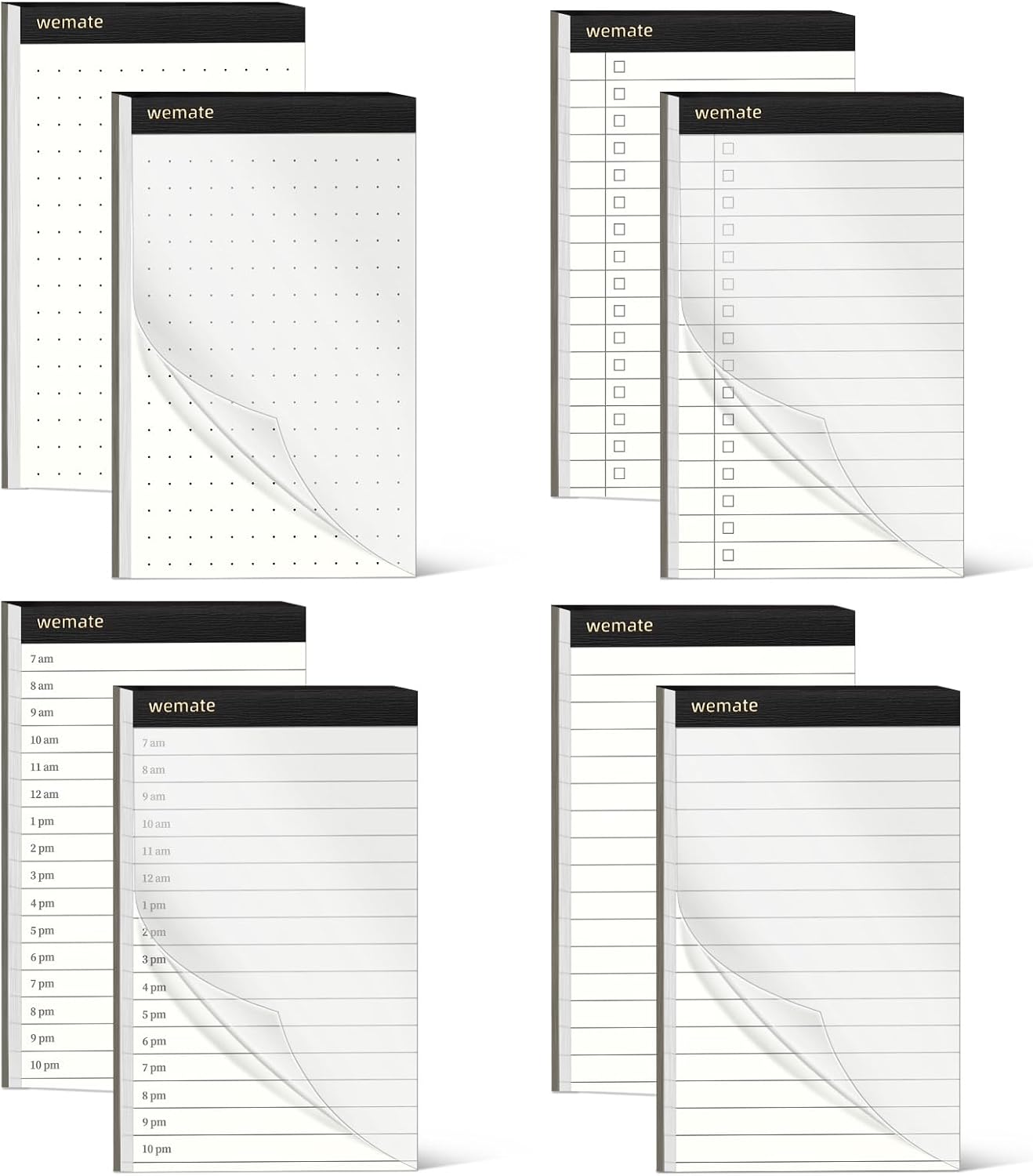 WEMATE Fathers Day 8Pcs Note Pads, Legal Pads 3.5 x 5, Time Schedule, Lined Notepad, To Do List, and Dotted Notepad, Paper Pads,Notebook Paper Writing Pads for School Office (8 Pack of 30)