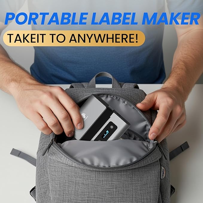 Phomemo Label Makers- Barcode Label Printer M221 3 Inch Label Maker Bluetooth Thermal Printer for Small Business/Home Use, for Barcode, Address, Logo, Stickers, Compatible with Phone & PC, Gray