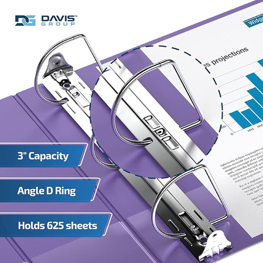 Premium Economy 6-Pack 3-Ring Binders for School or Office, D-Ring Binders, 3 Inch, Purple