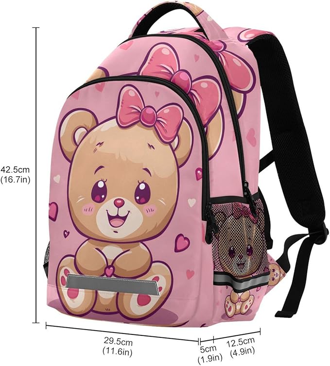 Cute Teddy Bear Backpack for Girls Elementary School Bag Kids Boys Bookbag Travel Rucksack