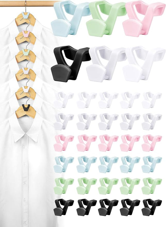 HOUSE DAY Closet Organizers and Storage 60 Pack, Space Saving Hanger, College Dorm Essentials for Girls, Multicolored Clothes Hangers Connectors, Dorm Rooms Space Saver Multicolored