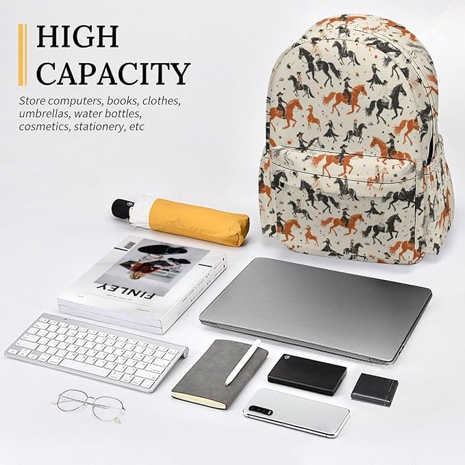 17 Inch Laptop Backpack Vintage Western Cowboy Teen Girls Boys School Backpack Bags Travel Bookbag Back Pack Outdoor Daypack for Women Men