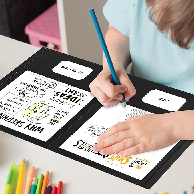 HABGP Two Pocket Folders, 100 Pack 2 Pocket Folders Fit Letter Size Paper, Black Paper File Folders with Pockets for School Office Home Business