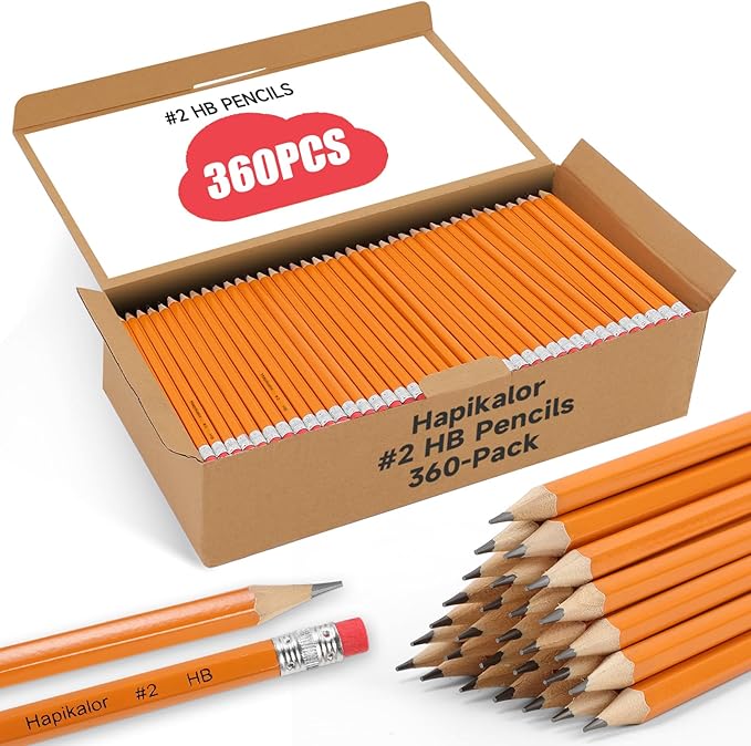 Back to School Supplies, 360-Pack Sharpened #2 Yellow Pencils with Erasers, Bulk Pack Graphite Pencils for School Classroom Teacher Supplies, Writing, Drawing and Sketching