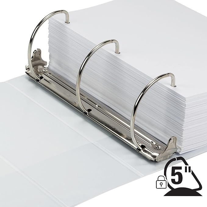 Samsill Plant-Based 5 Inch Durable D- Ring, Made in USA, View Binder, Eco-Friendly, USDA Certified Biobased, White