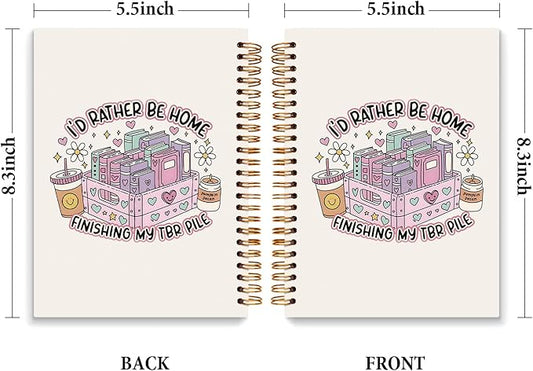 JXREQ Cute Pink Book Bookish Notebook Journal for Women Book Lovers, Journaing Notebooks for Note Taking Writing, Gifts for Readers, Spiral Notebooks 5.5x8.3