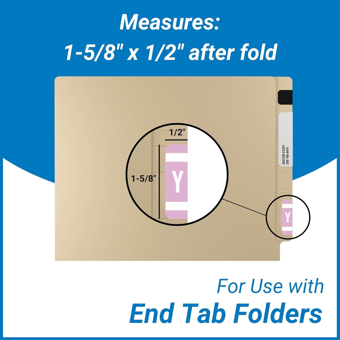 Doctor Stuff - File Folder Labels, Alphabet Letter Y, Compatible with Smead Alpha Z Acc/ACCS - SMSM Series Alpha Stickers Lavender, 1-5/8" x 1”, 250/Roll
