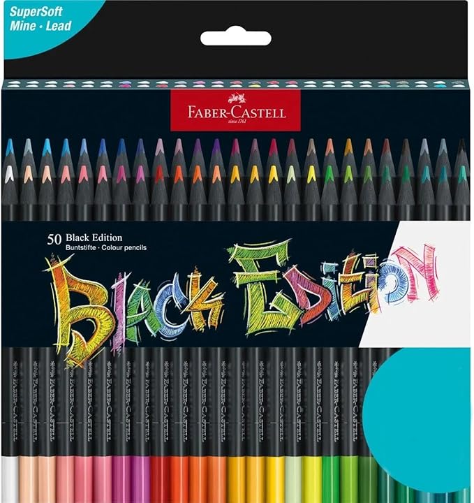 Faber-Castell Black Edition Colored Pencils, Classic 1 Count (Pack of 50)