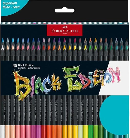 Faber-Castell Black Edition Colored Pencils, Classic 1 Count (Pack of 50)