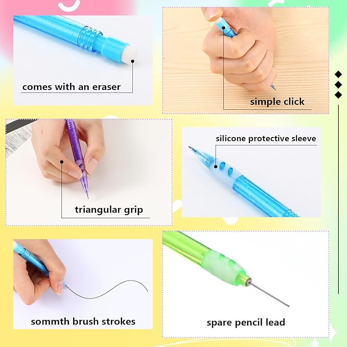 250 Pcs Mini Mechanical Pencils Automatic Pencils with Erasers 0.7 mm Small Point for Writing Drawing Sketching Home Office School Supplies