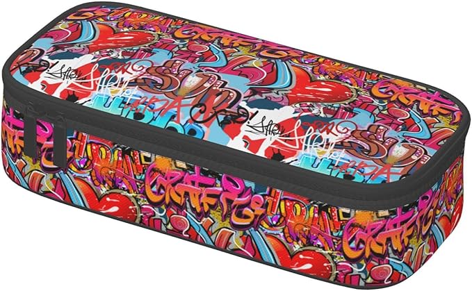 Graffiti Wall, Hip Hop Art Large Pencil Case With Zipper Compartments Stationery Pencil Bag For Kids Teens Students School Supplies