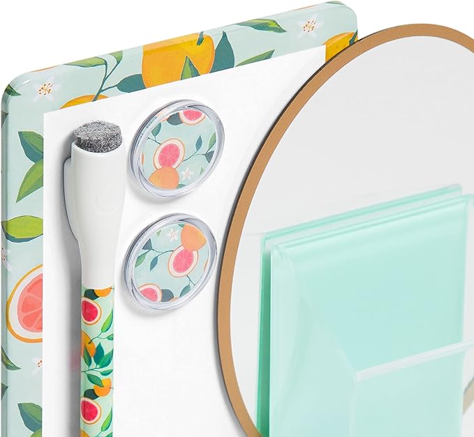 U Brands Citrus Orange Fruit Locker Accessory Kit, Includes Magnets, Mirror, Whiteboard, Marker, Organizer