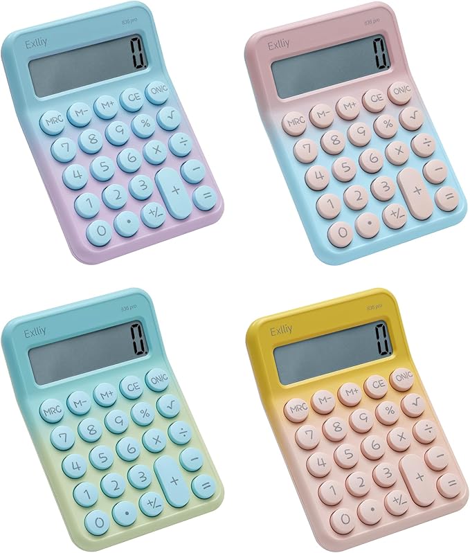 Pocket 8 Digit Kids Desktop Calculator, LCD Display, Mini Rainbow Series, Cute & Aesthetic Design (Set of 4 Pcs)
