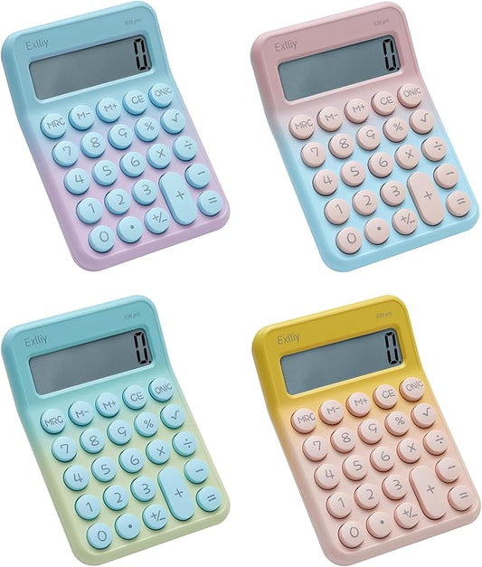 Pocket 8 Digit Kids Desktop Calculator, LCD Display, Mini Rainbow Series, Cute & Aesthetic Design (Set of 4 Pcs)
