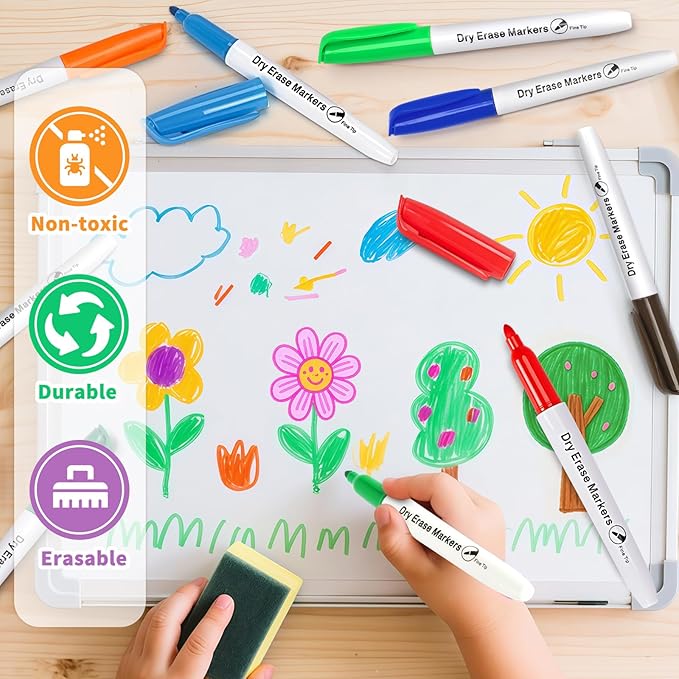 144 Count Dry Erase Markers Bulk, 12 Assorted Colors, Fine Tip Whiteboard Markers for Kids Teachers, Dry Erase Pens Bulk Pack for Classroom Home, Back to School Supplies