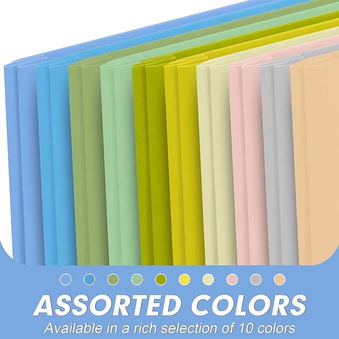 Two Pocket Folders, RAZCC 50 Pack Two Pocket Folders with Prongs, 3 Prong Folders Fit Letter Size Paper, Pocket Paper File Folders for School Office Home Business, Assorted 10 Colors