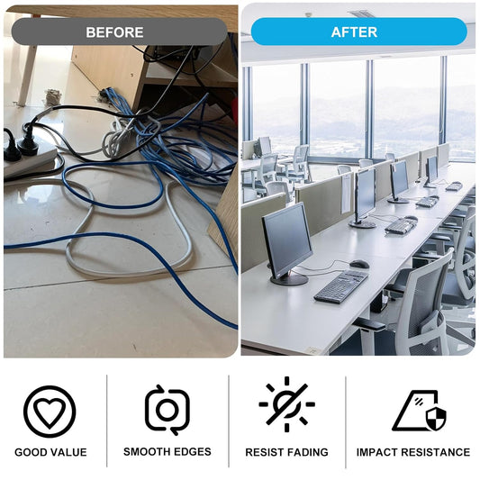 1-1/2" Black Desk Grommet with Bi-Metal Hole Saw, JTemgle Plastic Cable Hole Cover Computer Table Cord Wire Organizer Caps, Desktop Cord Management for Home Office TV Stands Tabletops, 7 Pieces