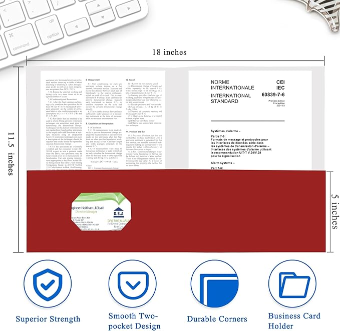 Zzrywuty 100 Packs Paper Folders with Pockets for Students,Businessmen and Office Workers,Letter Size,Two Pocket Folders with Card Slot for Office,Business,School Supplies (Red)