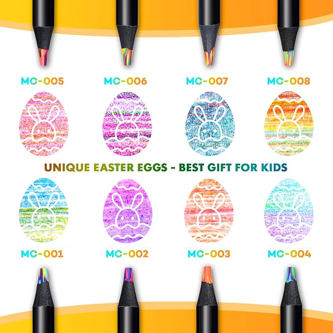 nsxsu Art Supplies for Kids Teens Adults, 8 Pieces Rainbow Colored Pencils, Multicolored Cool Stuff Fun Art Pencil Teen Girl Gifts Trendy Stuff for Coloring, Drawing, Party Favor Bags