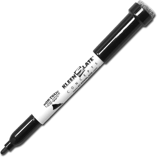 KleenSlate (36) Black Low Odor, Non-Toxic Dry Erase Markers with Eraser Cap, Bullet Point