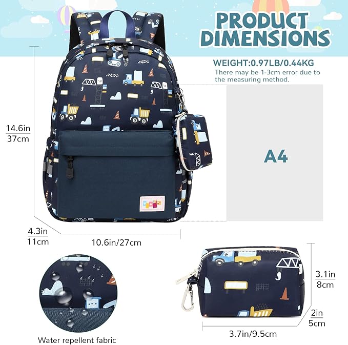 mygreen Toddler Backpack, Kids Backpack for Boys and Girls with Chest Strap