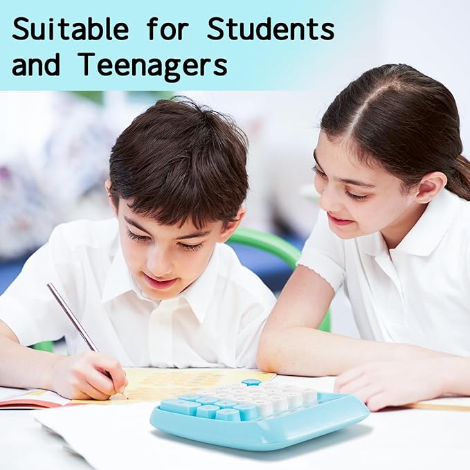 Deli Mechanical Switch Calculator 12 Digit, Large LCD Display Calculators Desktop with Big Buttons, Cute Calculator for Teachers Students Basic Office, Blue