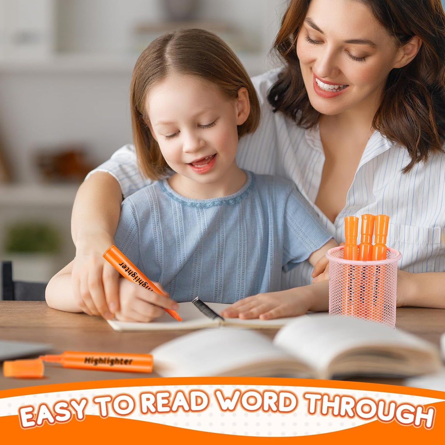 Qilery 72 Pack Highlighters Bulk, Tank Style Chisel Tip Highlighters Markers Quick Drying for Kids and Adult Coloring, Classroom Home Office School Supplies (Orange)