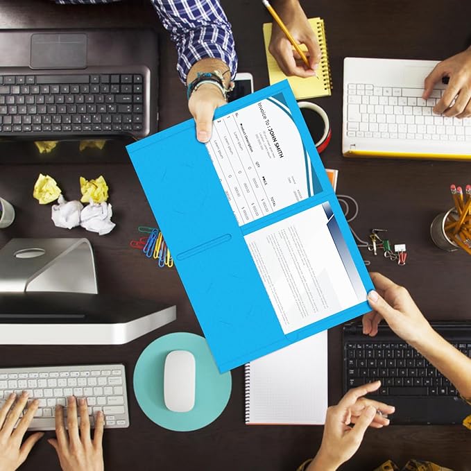 Two Pocket Folders, 75 Pack, Letter Size, Blue