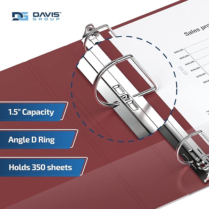 Premium Economy 6-Pack 3-Ring Binders for School or Office, D-Ring Binders, 1.5 Inch, Burgundy