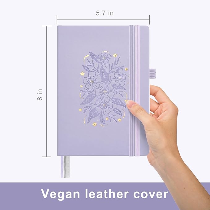 &And Per Se Lined Journal Notebook for Women&Men with Pattern, 160 Pages 100GSM Thick Paper, A5 Hardcover Journals for Writing(Lavender)