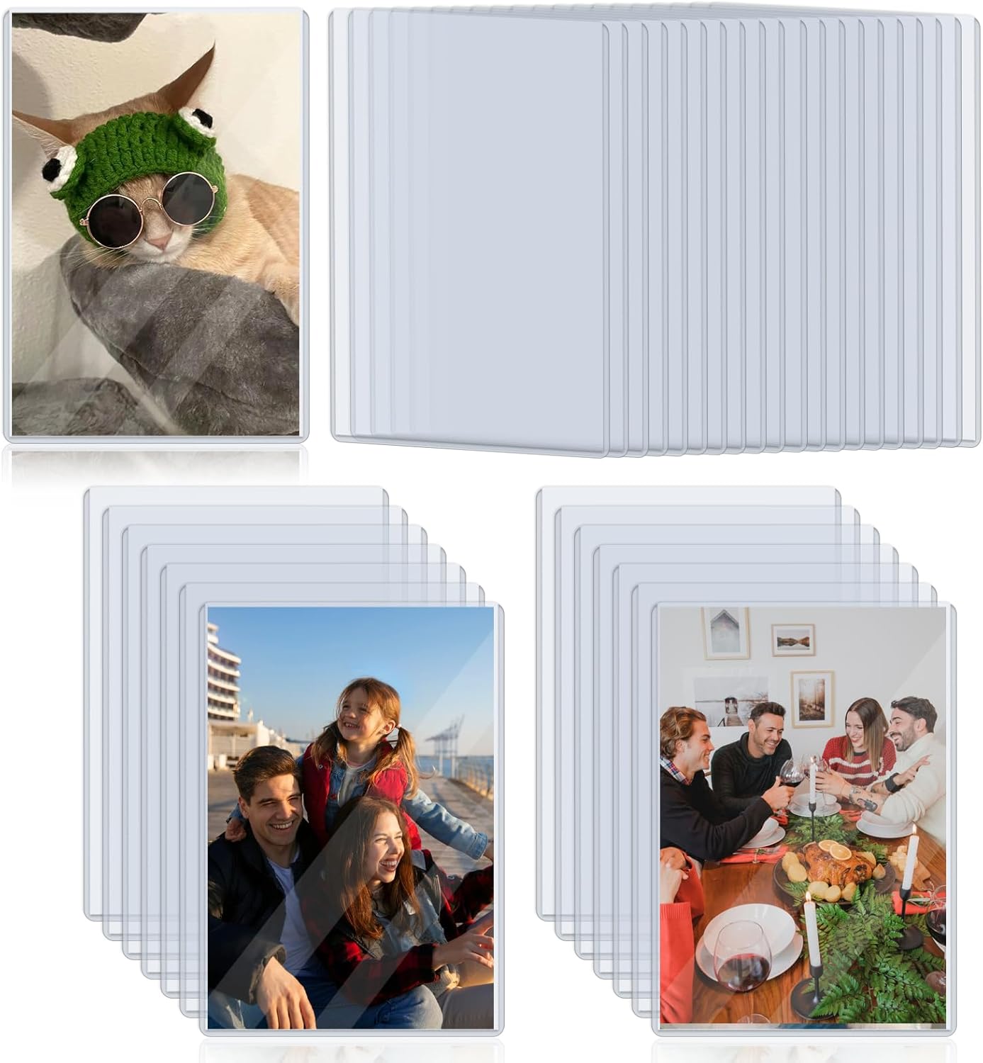 5" x 7" Photo Postcard Protectors, Rigid Hard Print Protectors, Clear Waterproof Protectors, Paper Sleeves Photo Plastic Sleeves Document Holder, Memories and Collectibles Storage (50 Pack)