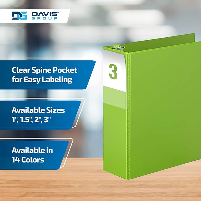Premium Economy 6-Pack 3-Ring Binders for School or Office, D-Ring Binders, 3 Inch, Lime Green
