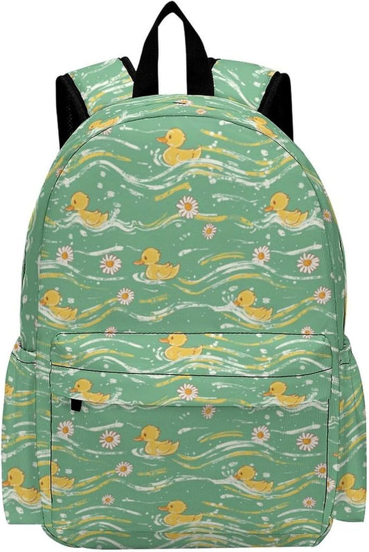 17 Inch Laptop Backpack Cute Duck Daisy Flowers Teen Girls Boys School Backpack Bags Travel Bookbag Back Pack Outdoor Daypack for Women Men