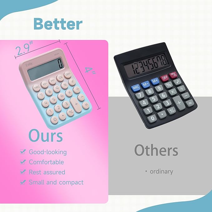 Pocket Calculator, Kids 8 Digit Small Desktop, LCD Display, Cute & Aesthetic Calculator (Gradient Blue, S 1 Pcs)